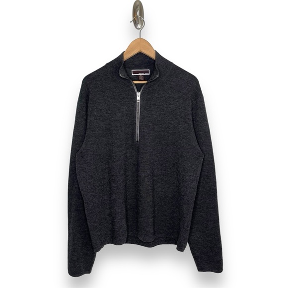 Michael Kors Men’s Charcoal Grey Heathered Wool Blend 1/2 Zip Sweater XL - Picture 1 of 6